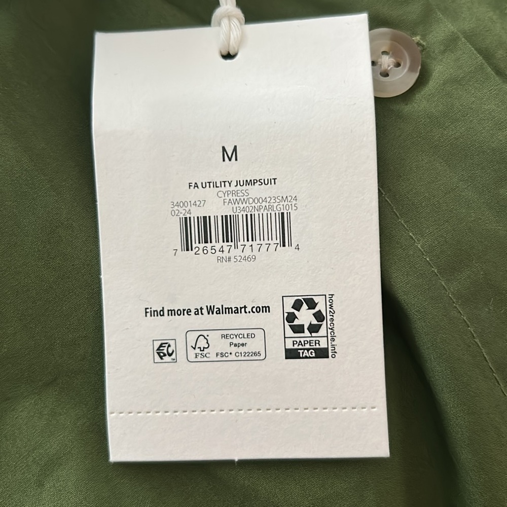 🆕Free Assembly Olive Green Women's Short Sleeve Cotton Jumpsuit M Medium NWT New - Picture 11 of 12